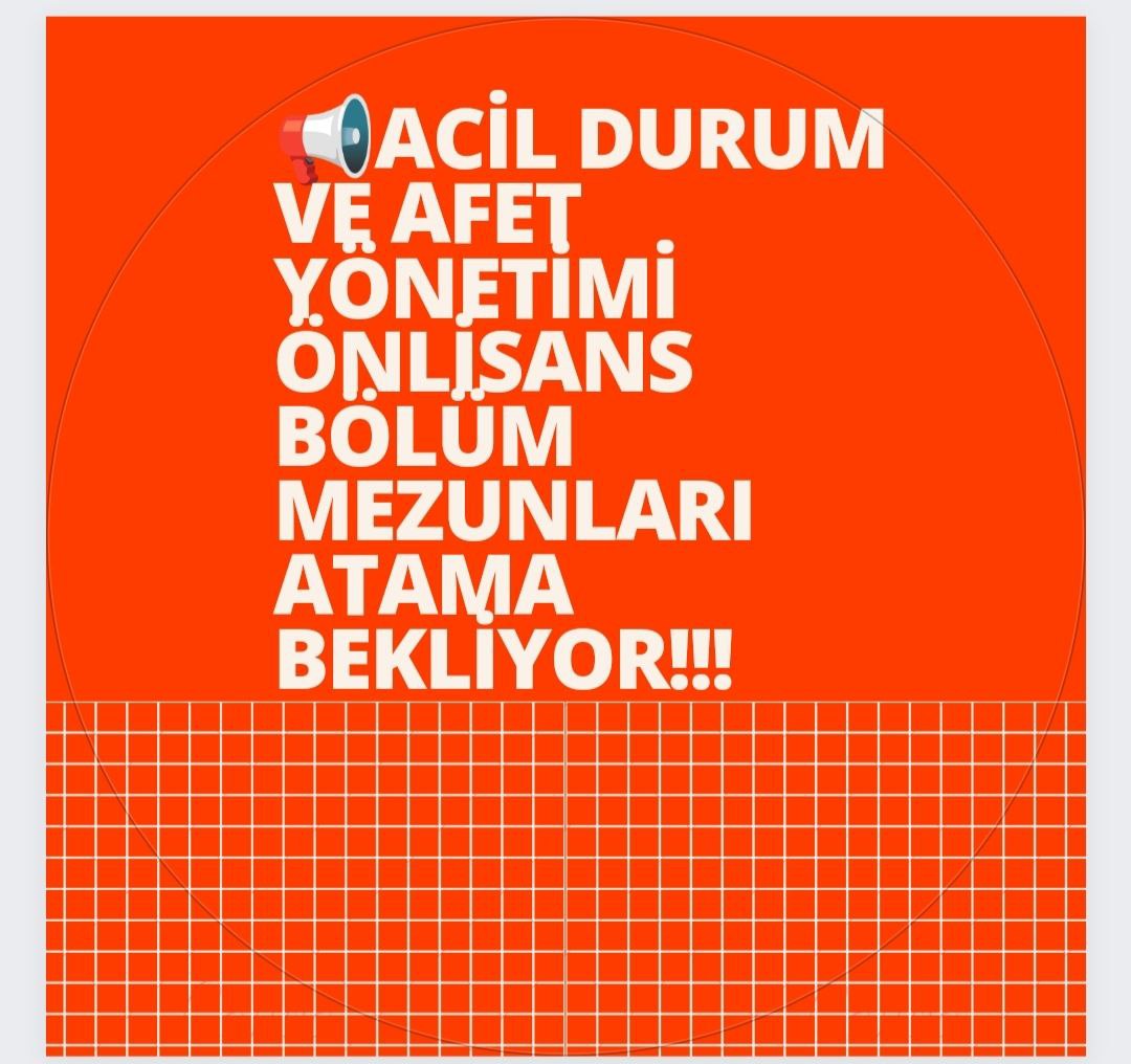 <a href="/DurumVe/">ADAY (Acil durum ve afet yönetimi)TEKNİKERLERİ</a> <a href="/suleymansoylu/">Süleyman Soylu</a> <a href="/RTErdogan/">Recep Tayyip Erdoğan</a> <a href="/TC_icisleri/">T.C. İçişleri Bakanlığı</a> <a href="/fuatoktay/">Fuat Oktay</a> Sahada etkin bir şekilde mücadele edecek meslektaşlarına destek olacak genç ,dinamik  Acil Durum ve Afet Yönetimi mezunlarının ataması yapılmadı !
#AfetYönetimiTeknikeriAtama 

<a href="/suleymansoylu/">Süleyman Soylu</a>
<a href="/RTErdogan/">Recep Tayyip Erdoğan</a>
@afadbaskanlik
<a href="/TC_icisleri/">T.C. İçişleri Bakanlığı</a>
<a href="/fuatoktay/">Fuat Oktay</a>