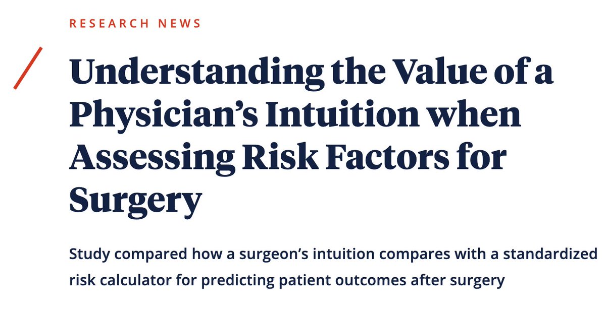 Jayson Marwaha, MD MSc (@jayson_marwaha) on Twitter photo "Intuition is dynamic. One surgeon can see a patient and predict an outcome - but another surgeon can see the same patient and predict a different outcome." - <a href="/bratogram/">Gabriel Brat</a>
Our recent work featured by <a href="/AmCollSurgeons/">American College of Surgeons</a>: facs.org/for-medical-pr… "Intuition is dynamic. One surgeon can see a patient and predict an outcome - but another surgeon can see the same patient and predict a different outcome." - <a href="/bratogram/">Gabriel Brat</a>
Our recent work featured by <a href="/AmCollSurgeons/">American College of Surgeons</a>: facs.org/for-medical-pr…