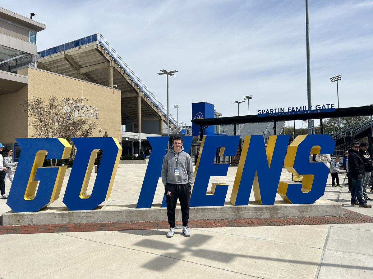 Connorrick17's tweet photo. Had a great time at @Delaware_FB today. Thank you for the invite! @CoachGoldrich @Rocco_DiMeco @CoachMattOrtega https://t.co/oVDJvFfYEL