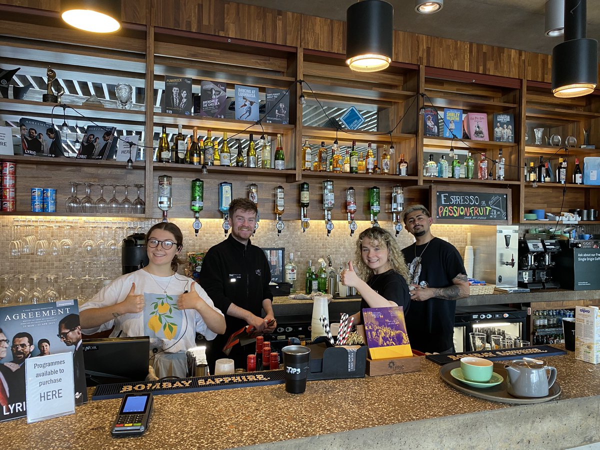 Jimifay's tweet photo. Easter Saturday Afternoon at the Lyric with the hardest (&amp; best) working staff in the business. Packed house for Owen McCafferty’s stellar Agreement taken care of by FOH, Hosts, Bar, Box Office, SM &amp; Production. ♥️theLyric https://t.co/TT1bFhmXjb