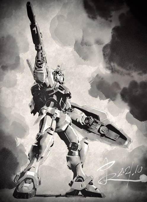 #このタグを見た人は自分が描いたモノクロ絵を貼れ過去絵のGP01 
