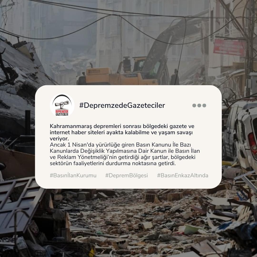 Depremzede gazetecilerin talepleri var!
<a href="/RTErdogan/">Recep Tayyip Erdoğan</a> <a href="/tcbestepe/">T.C. Cumhurbaşkanlığı</a> <a href="/basinilankurumu/">Basın İlan Kurumu</a> <a href="/caviterkilinc/">Cavit ERKILINÇ</a> <a href="/fahrettinaltun/">Fahrettin Altun</a> <a href="/mahirunal/">Mahir Ünal 🇹🇷</a> #depremzedegazeteciler #basınenkazaltında #BasınİlanKurumu #deprembolgesi