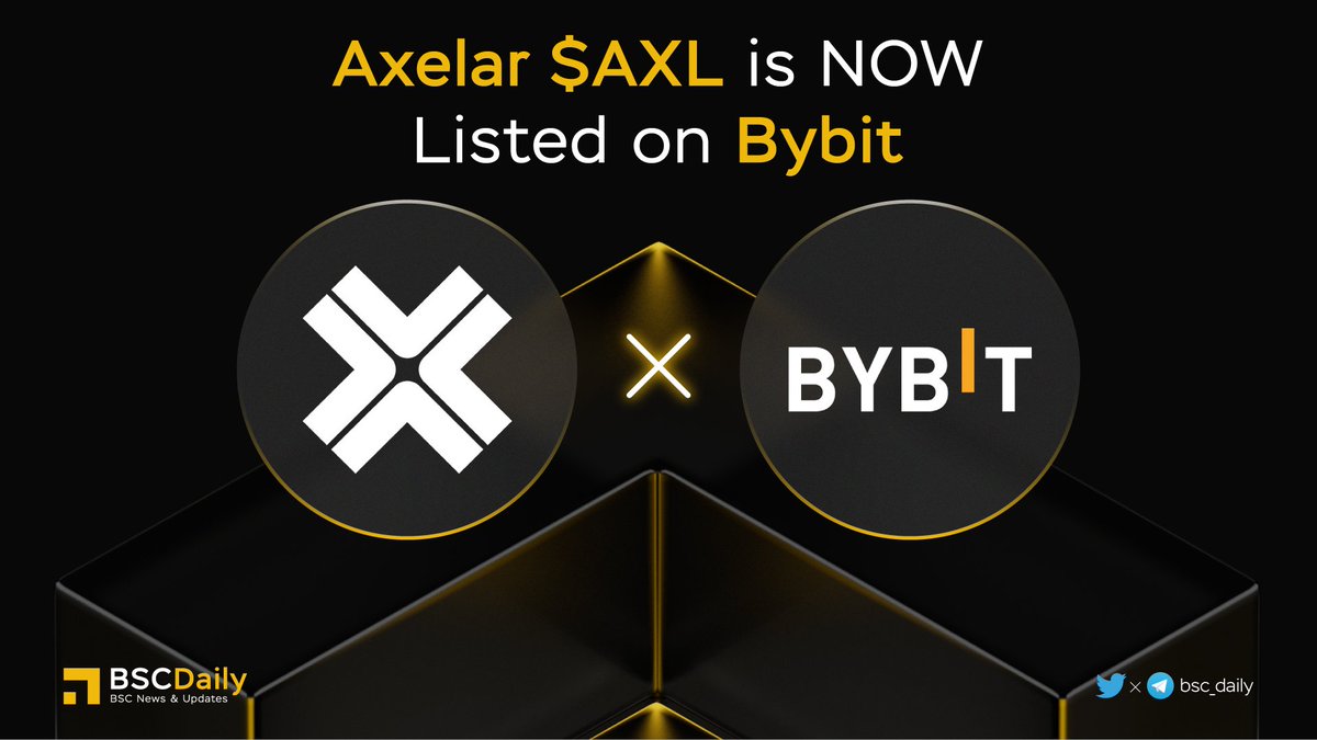 bsc_daily's tweet image. 🎉 @axelarcore $AXL is NOW LISTED on @Bybit_Official 🔥

#AXL - Secure interchain communication | dApp users interact w/ any asset or app on any chain, w/ 1 click.

👉Learn about the AXL token &amp;amp; cross-chain security: 
axelar.network/blog/axl-token…

More details

#BNB #BSC #WEB3