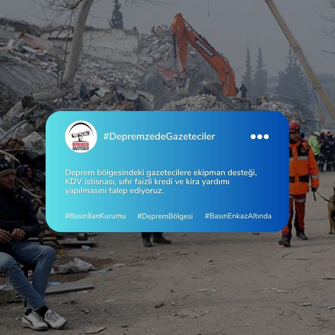 EftalKaracal's tweet photo. #depremzedegazeteciler #basınenkazaltında #BasınİlanKurumu #deprembolgesi

@RTErdogan @tcbestepe @basinilankurumu @caviterkilinc @fahrettinaltun @mahirunal 
@YildizFeti @ismailozdemirrr
@avhamzadag @avahmetozdemir https://t.co/LacljZArlN