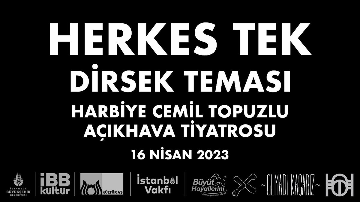 16 Nisan Pazar akşamı 27 sanatçı, dayanışma için Harbiye Cemil Topuzlu Açıkhava Tiyatrosu’nda. Herkes Tek - Dirsek Teması - Etkinliğin geliri, İstanbul Vakfı’nın Büyüt Hayallerini projesine aktarılarak kadın üniversite öğrencileri için burs olacak. passo.com.tr/tr/etkinlik/he…