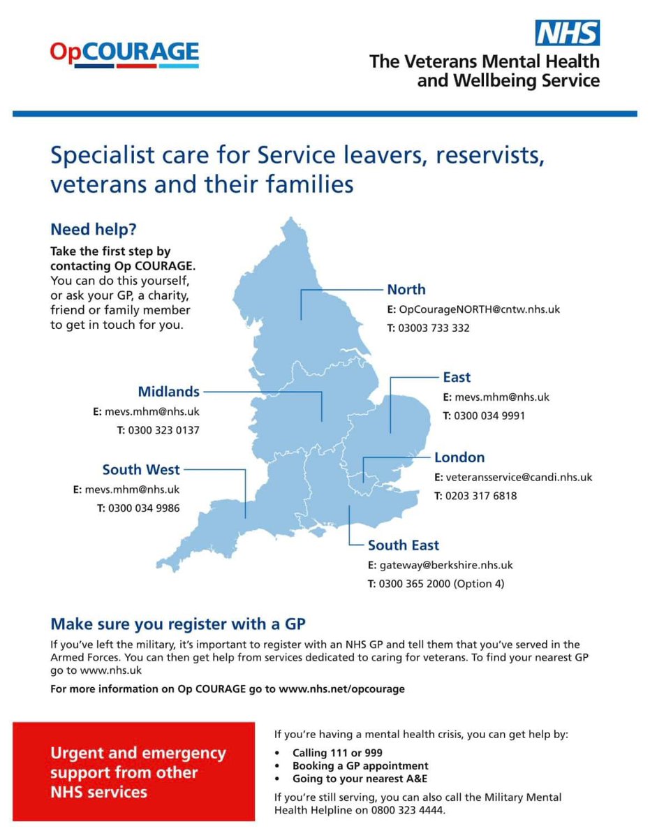 Specialist care for Service leavers, Veterans and their families #OpCourage