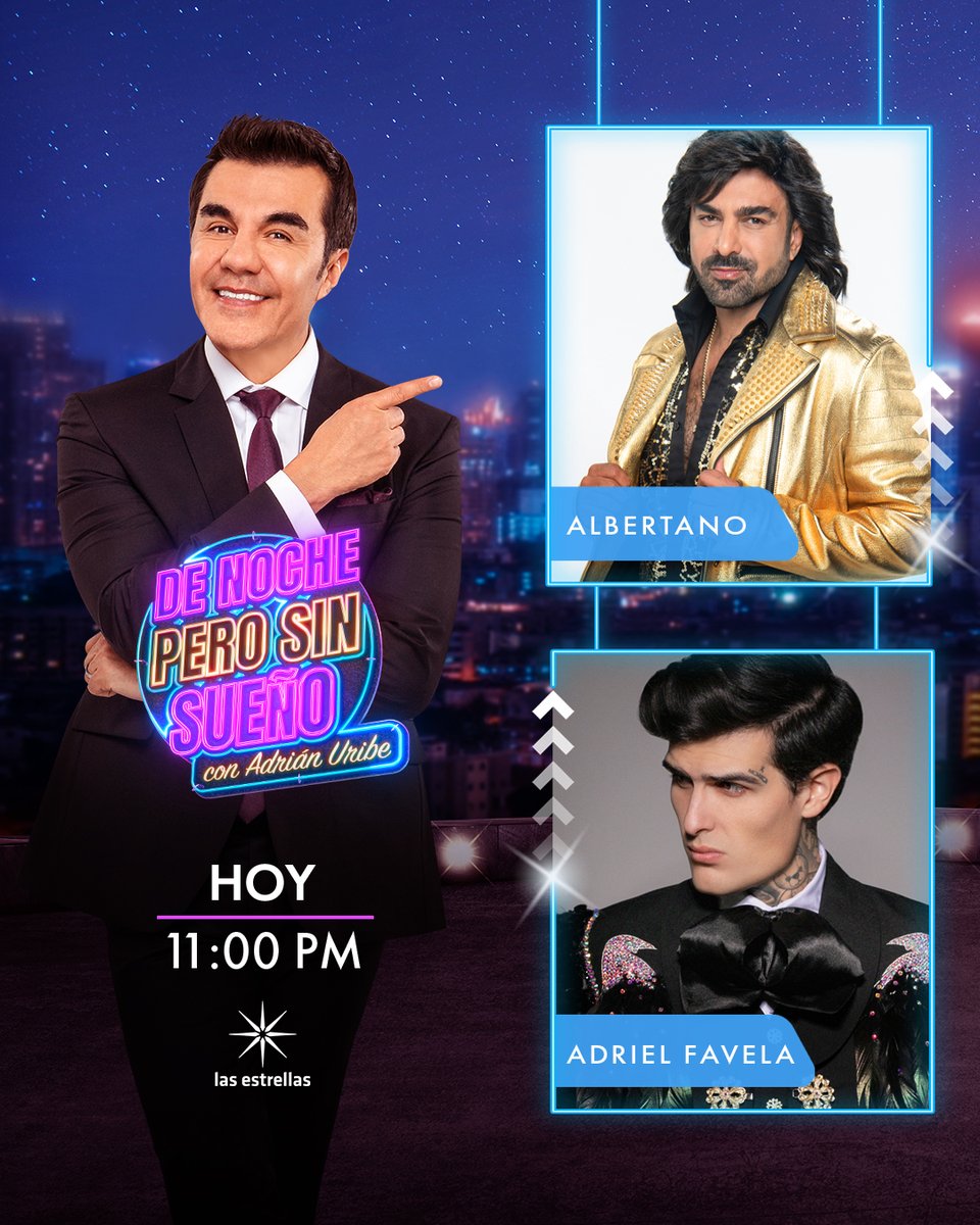 La noche se va a poner interesante, ¡nos vemos hoy a las 11:00 p. m. MEX #ConLasEstrellas para disfrutar la llegada de <a href="/AlbertanoNSM/">Ariel Miramontes</a> y <a href="/adriel_favela/">ADRIEL FAVELA</a> a #DeNochePeroSinSueño! 😎

<a href="/AdrianUribe/">AdrianUribe</a>