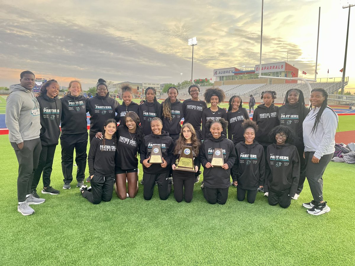 District 11-4A Team Runner-Ups with 9 District titles and 8 athletes qualified for Area! #TheCreekIsRising #PawsUpClawsOut