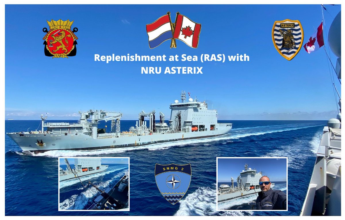 HNLMS De Zeven Provinciën had a Replenishment at sea today with NRU Asterix from the Canadian Navy .
Photo's via : @JasperBol , @nruasterix , @COM_SNMG2