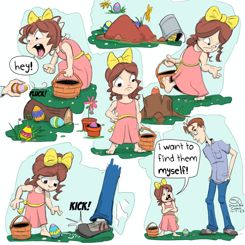 drawnandcoded's tweet photo. The Easter Egg Hunt
https://t.co/IJHd0QkIKb
#egghunt #easter #happyeaster  #easteregghun #happyeaster #easterbunny #drawnandcoded #parentingfail #familycomic https://t.co/B9dFnRKloP