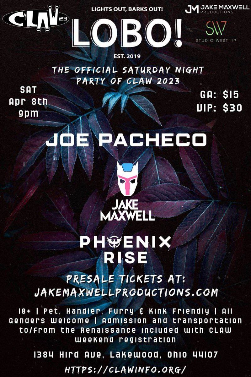 LightsOutDC's tweet photo. Well here we are. It's time for #LoboClaw at @clawcorp and #Claw2023 #Claw23

Join @DJPhoenixRise, @JoePachecoMusic and @DJJakeMaxwell for the official Saturday night party at @StudioWest117 

See y'all tonight https://t.co/1qVJ9seRjS