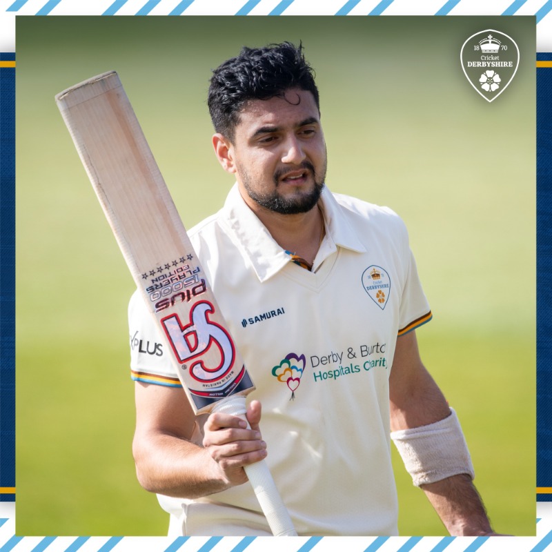 DerbyshireCCC's tweet photo. REPORT | Haider Ali, Billy Godleman and Leus du Plooy all struck half-centuries, while Zak Chappell claimed a debut five-wicket haul on Day Three. 

Read ⤵️