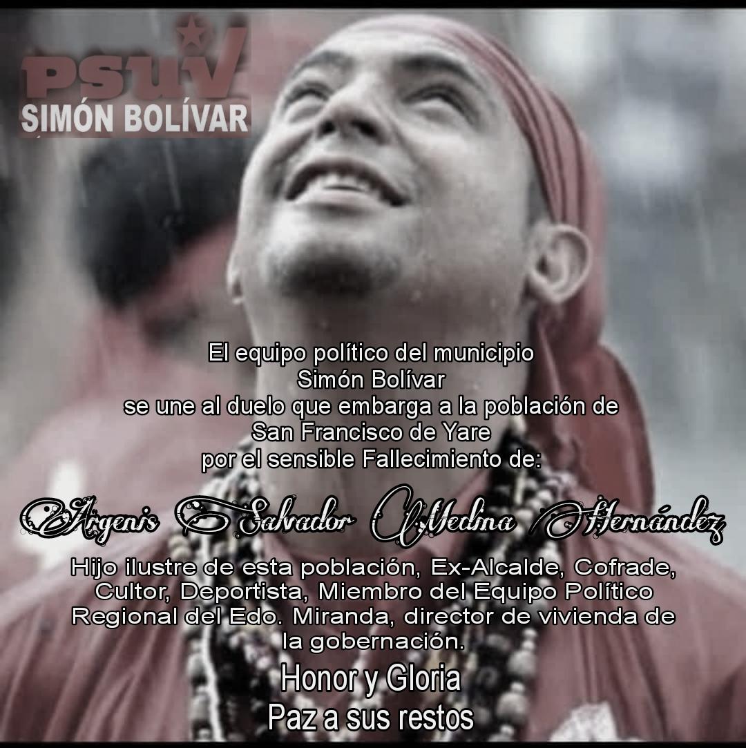 PsuvSimonB_Mir's tweet photo. #8Abr Hoy parte de este plano terrenal el Ex-Alcalde @salvatodosyare Cultor, deportista, Miembro del equipo político @PsuvMirandaVE del estado Miranda, director de vivienda de la gobernación, quien con su mitica, entrega, compromiso, pasión, dió todo por su pueblo. @NicolasMaduro https://t.co/VEheeNYFyz