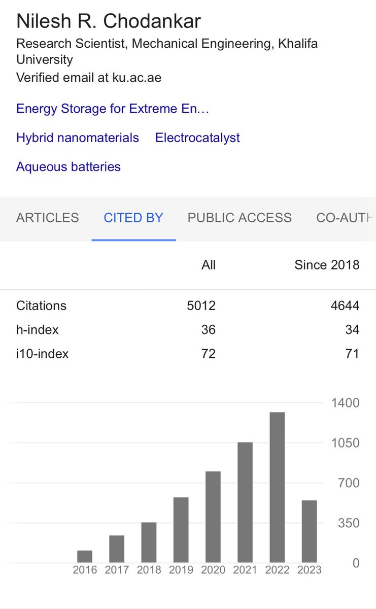 I am delighted to see 5000 citations on my google scholar profile. Special thanks go to all my advisors, colleagues, and co-authors. It encourages me to invent a sustainable and green energy system.