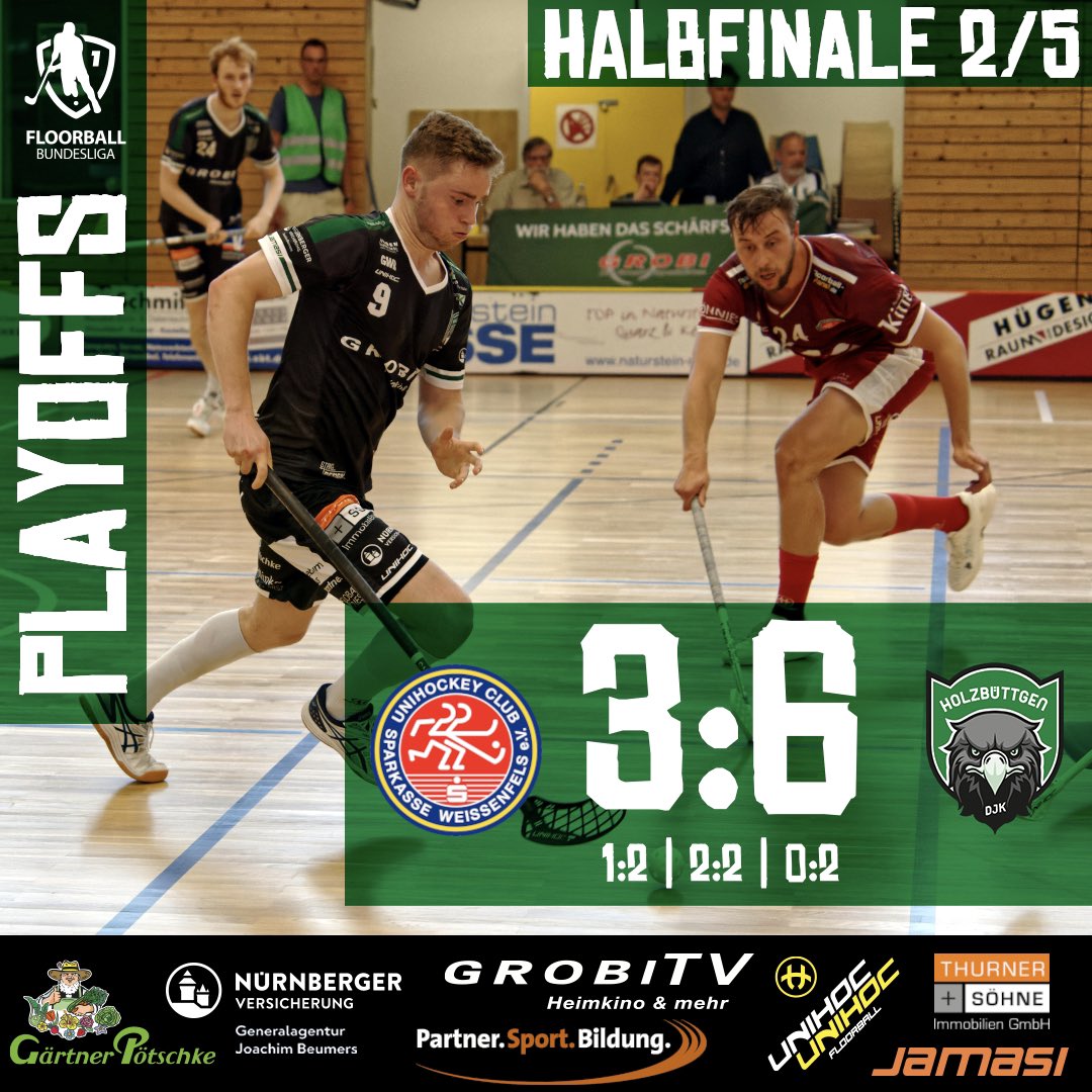 Die DJK gewinnt das zweite Duell gegen den UHC und gleicht in der Best-Of-5-Serie aus. Morgen geht es weiter mit dem dritten Spiel im 16 Uhr in der Stadthalle Weißenfels.
