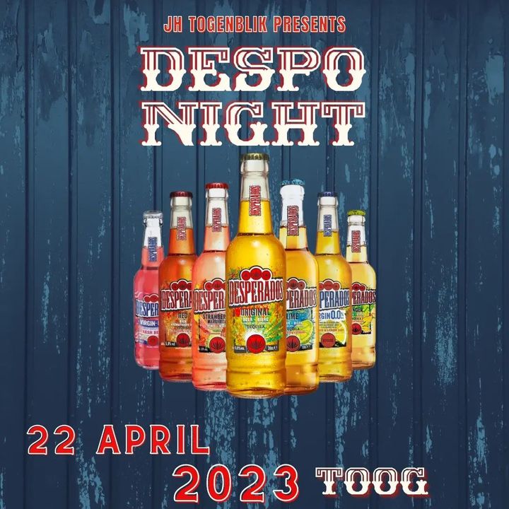 Despo night

Kom genieten van 10 verschillend soorten desperados. Happy hours gegarandeerd.
facebook.com/photo.php?fbid…