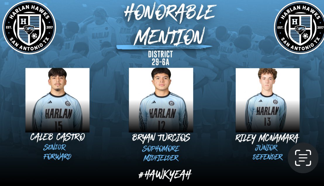 HarlanSoccer's tweet photo. We are so proud of our HAWKS!!!
UNDEFEATED District Champs, 
Bi-District Champs, Area Champs &amp; Regional Quarterfinalists!!! 
All-District Selections Below⬇️
#HawkYeah 
@NISDHarlan @NISD_Athletics @harlanhawkmedia @6a_28 @Soy_SAF @SATXSoccer @tascosoccer @50_50Pod @hinojosa_david https://t.co/bkgZUEeUJv