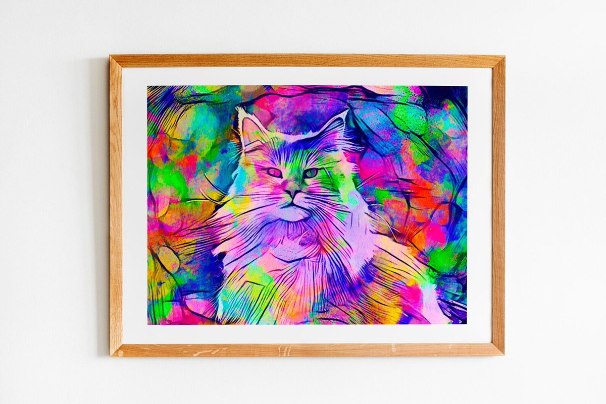 Maine Coon cat looking at camera, colorful lines painting - wall art print

etsy.me/40CHyAw

#cat #mainecoon #mainecooncat #cutecat #pussycat #colorfulcat #vibrantcolors #colorfulcat #catportrait #colorfulcatportrait #catartforsale #catart #buyintoart #ayearforart