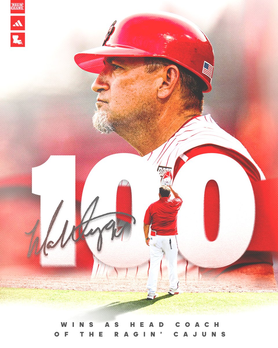 Congratulations on Win No. 💯 <a href="/CoachDeggs28/">Coach Matt Deggs</a> 

#GeauxCajuns ⚜️