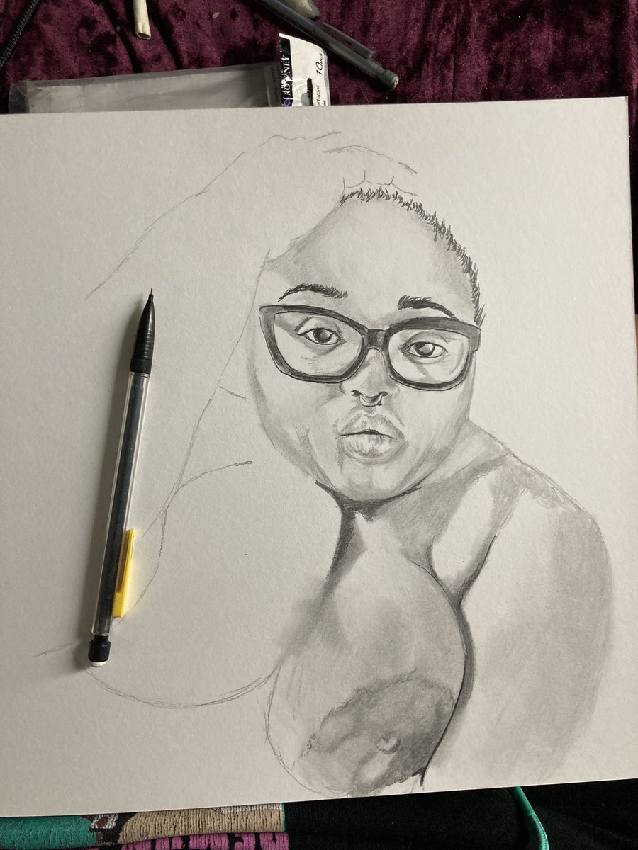 I began on a new #portrait of a new #follower @thebookheaux so far no color and the way this #drawing ✍🏽 is going I might not add any. I’m using just #graphitepencils and #mechanicalpencils to create this. STAY TUNED‼️