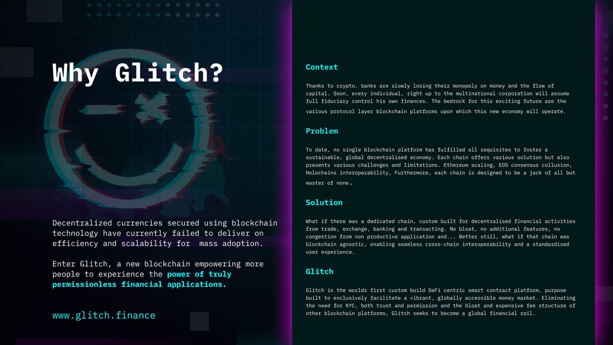 GlitchProtocol's tweet photo. GLITCH — a specialized L1 infrastructure prioritizing decentralization, scalability, interoperability, and user security.

We're building a blockchain that enables seamless integration and deployment of next-gen money market #dApps.

Ones that users can trust. #BuildOnGlitch https://t.co/ZsZMt83sej