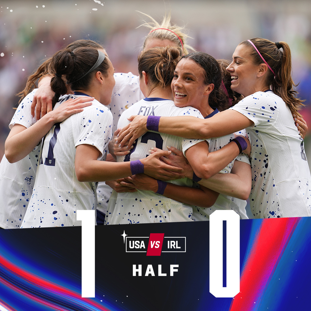 USWNT's tweet image. Up at half.