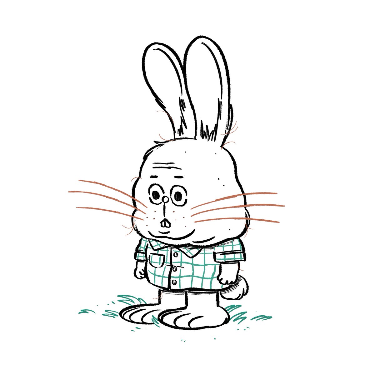 isaaclenkiewicz's tweet image. Egg rabbit. I always surprise myself with how many decisions for the final drawing are made at the &apos;inks&apos; stage, compared to the sketch.