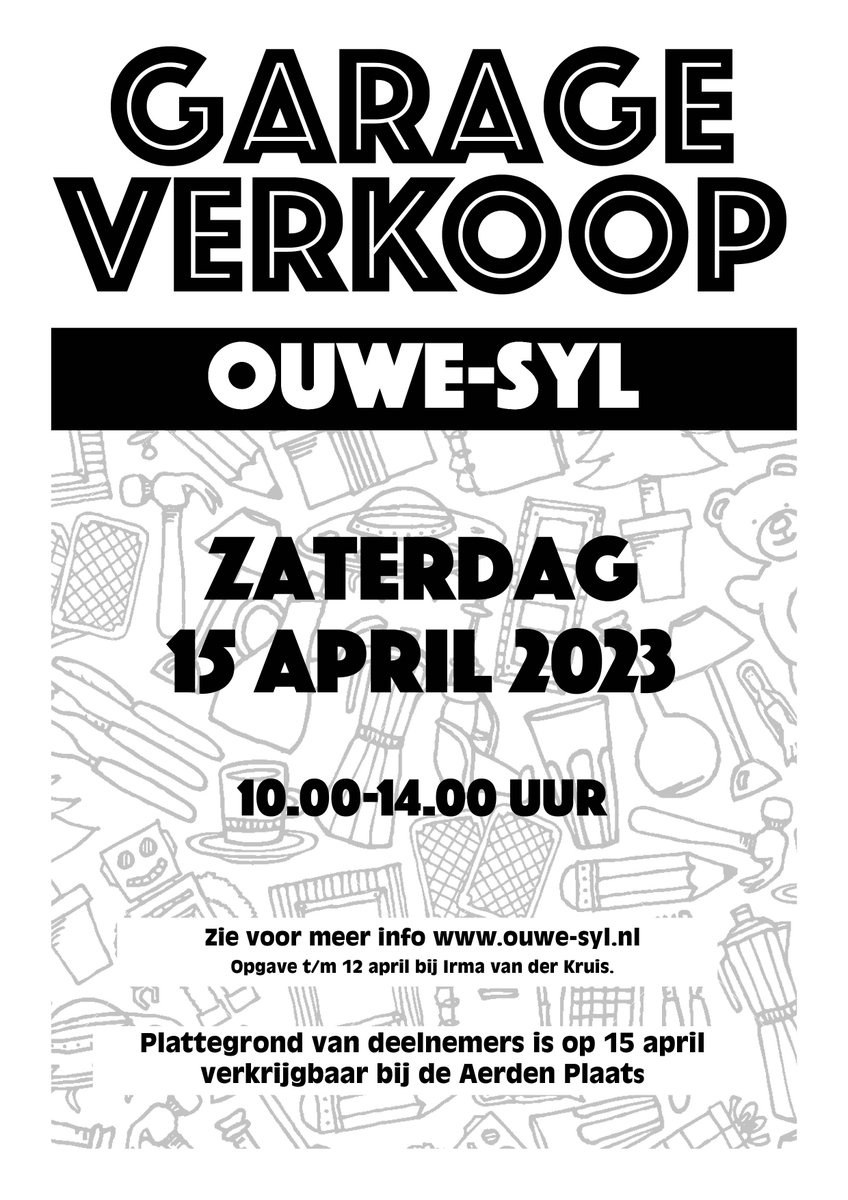 Zaterdag 15 april Garageverkoop Oude Bildtzijl