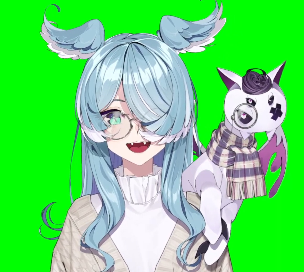 elira pendora 1girl green background hair over one eye white sweater glasses scarf sweater  illustration images