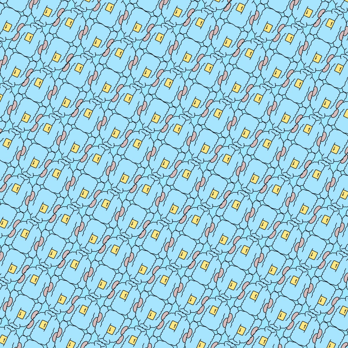 SullySchwartz's tweet photo. a daily tweet about tessellation inspired patterns that I put together by tiling #doodles #NFT wearables.  

Never fade the rainbow. 

GM @doodles 
fleece jacket Sky Blue https://t.co/XbOvO8sCgh