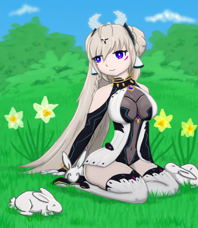 CrewCard21's tweet photo. Hoppy Easter Weekend everyone!!! ๐ทMay you have an awesome Spring!!!! @NovellusDea Art by KatG6 ; Commissioned by @CrewCard ๐ฅฐ
#Vtubers #Deafication #VTuberUprising https://t.co/dHnagne330
