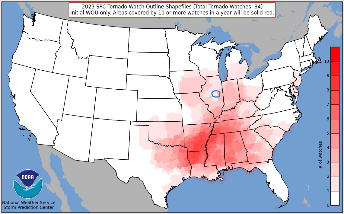 We congratulate De Witt County on their accomplishment as the only county in Illinois to avoid being under a Tornado Watch so far this year. 🙂 #ILwx