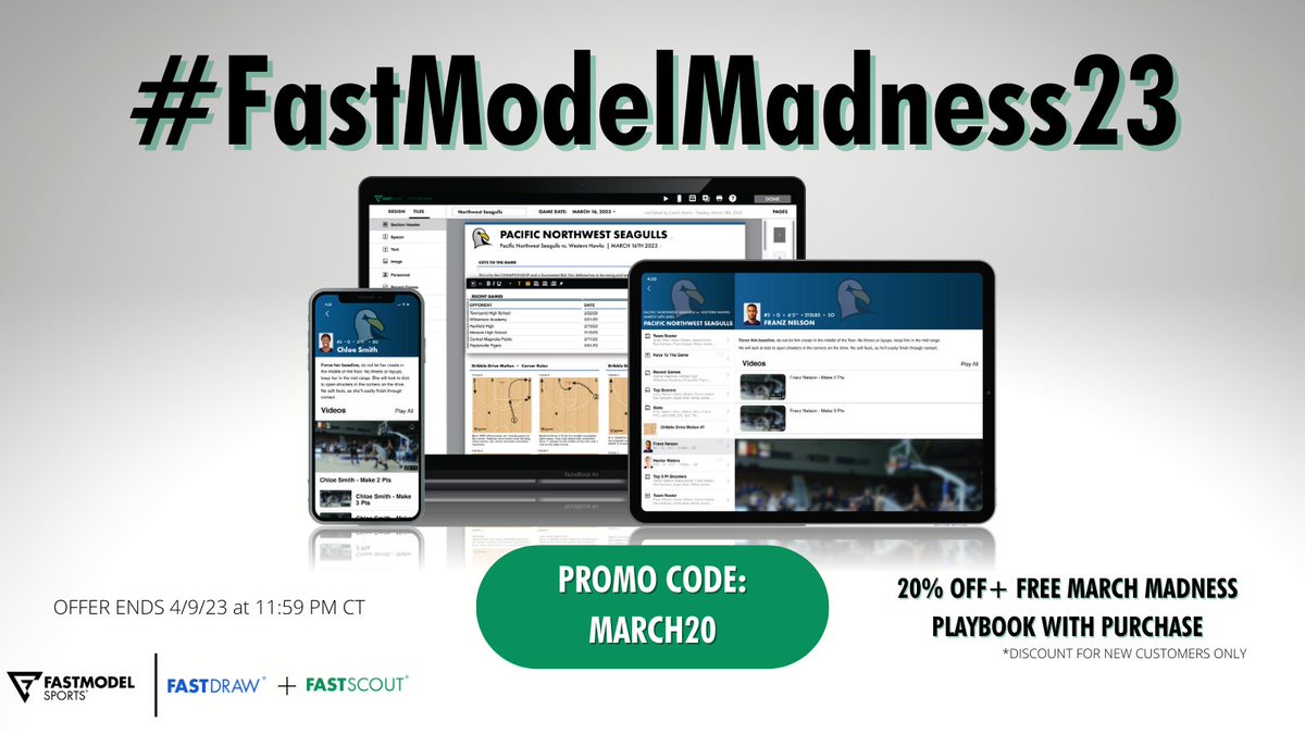 FastModel's tweet image. Plays of the Week 🏀 Get your #FastModelMadness23 Playbook!

+ #UConn &amp;amp; #LSU Championship sets:
-Grenade Hammer
-Inverted Zoom
-Ball Screen vs ICE
-Diamond Attack 1-3-1

View: mailchi.mp/2818508add8a/p…

#XsOs by @tonywmiller, @Hanerns, @MATHnBASKETBALL &amp;amp; @stavros_evge