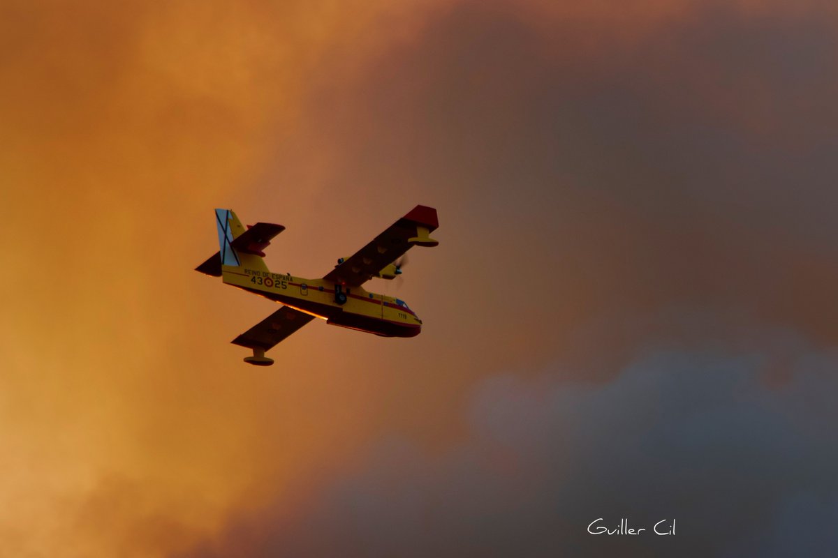 GuillerCil's tweet photo. El #Canadier del #43Grupo del @EjercitoAire, desapareciendo hoy entre el humo del infierno. #IFLasRegueras #Asturias 8/4/23, 20:27h.
#AsturiasArde #QuemanAsturias
@torpegun @samupinon https://t.co/tlnGGIewej