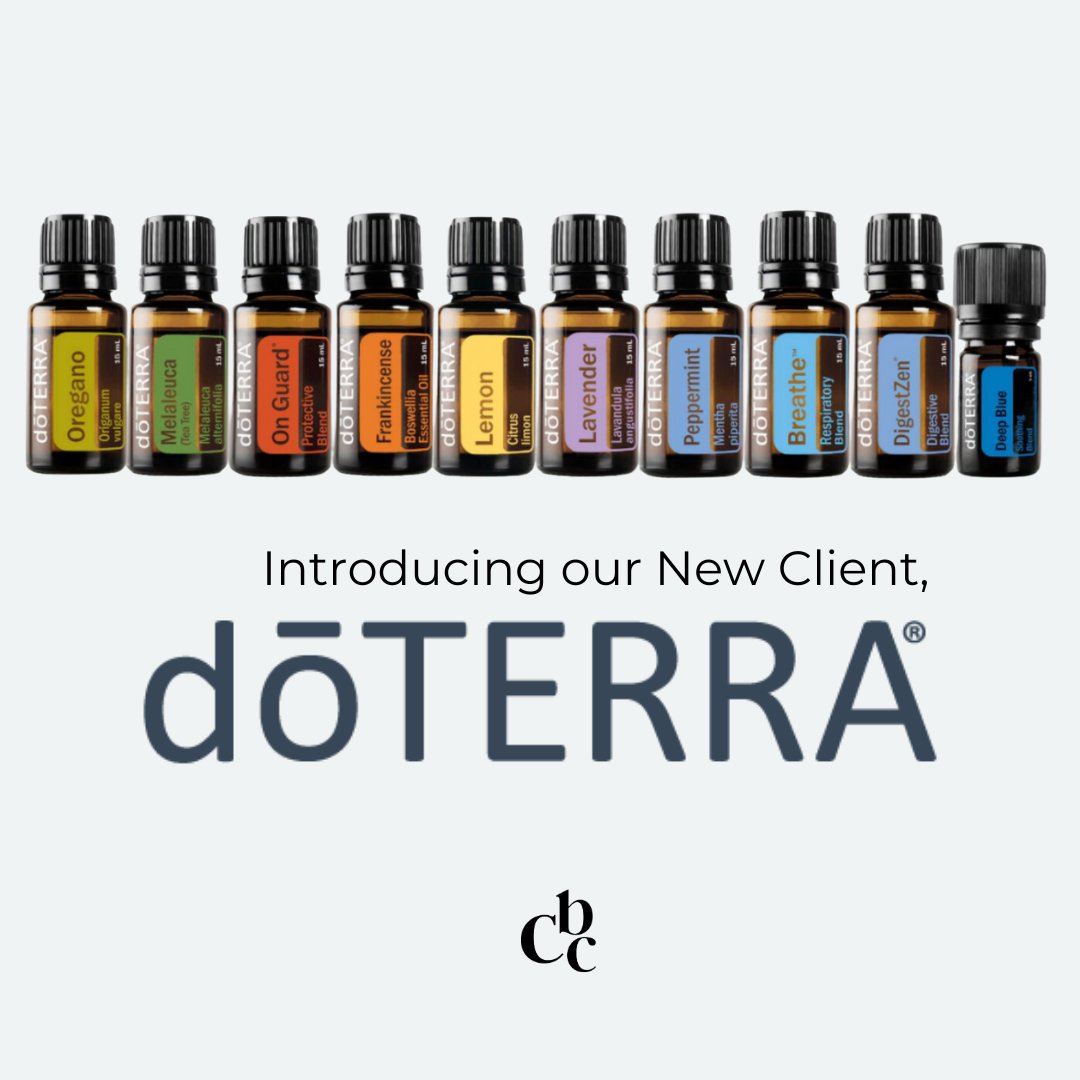 Welcome to the CBC fam, <a href="/doterra/">dōTERRA Essential Oils USA</a>! We are ecstatic to introduce a new client. 

doTERRA is a pure essential oil brand, and their products allow users to begin their natural wellness journey. 

We can't wait to work on some fun projects together! #marketing #pr #wellness #agency