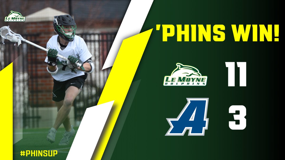 We improved to 9-0 with an 11-3 victory at Assumption. Loun had five points (2g, 3a) and Ackley, Benedict and Caves also each had two goals. Vavonese had nine saves, Galimi had three caused turnovers and Kerr had two. #PhinsUp