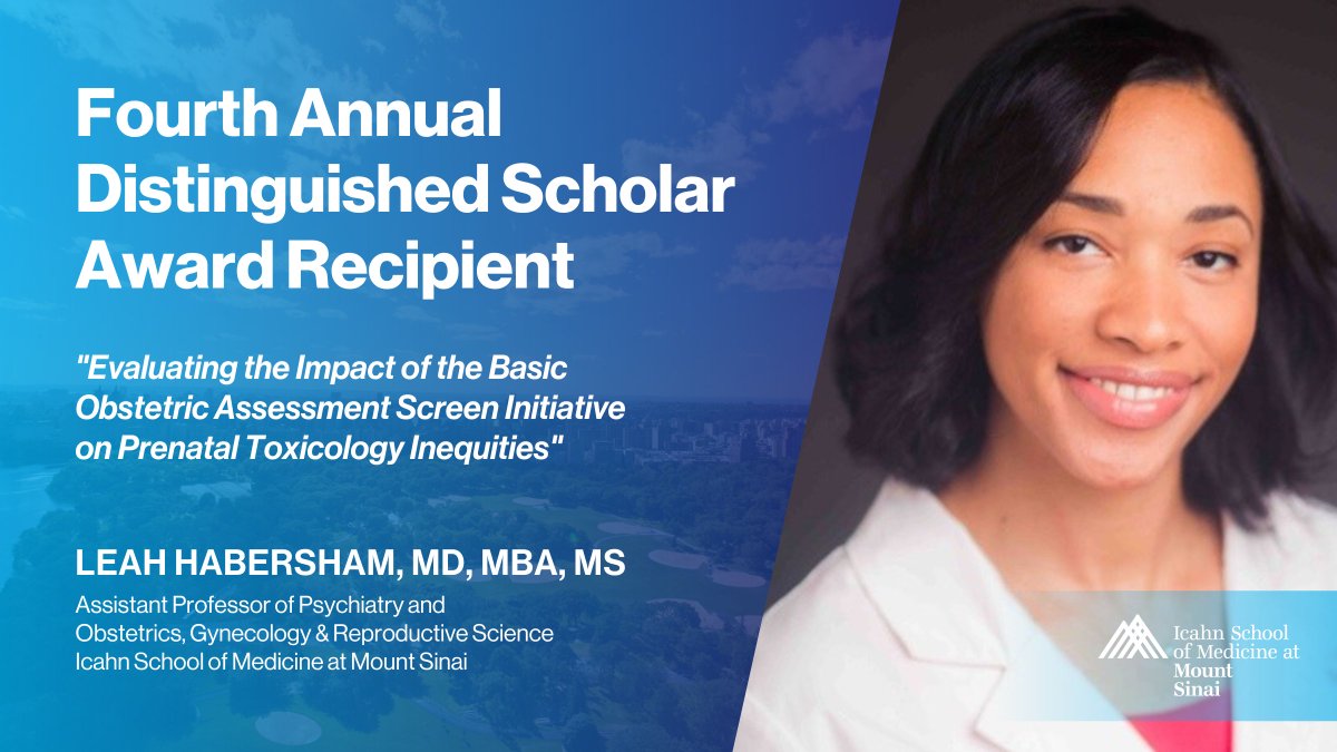 Mount Sinai Health System (@mountsinainyc) on Twitter photo Congratulations to Dr. Leah Habersham on receiving the fourth annual Distinguished Scholar Award from <a href="/IcahnMountSinai/">Icahn School of Medicine at Mount Sinai</a> to support her research: "Evaluating the Impact of the Basic Obstetric Assessment Screen Initiative on Prenatal Toxicology Inequities."
<a href="/ISMMSGenderEq/">Office of Gender Equity in Science and Medicine</a> Congratulations to Dr. Leah Habersham on receiving the fourth annual Distinguished Scholar Award from <a href="/IcahnMountSinai/">Icahn School of Medicine at Mount Sinai</a> to support her research: "Evaluating the Impact of the Basic Obstetric Assessment Screen Initiative on Prenatal Toxicology Inequities."
<a href="/ISMMSGenderEq/">Office of Gender Equity in Science and Medicine</a>