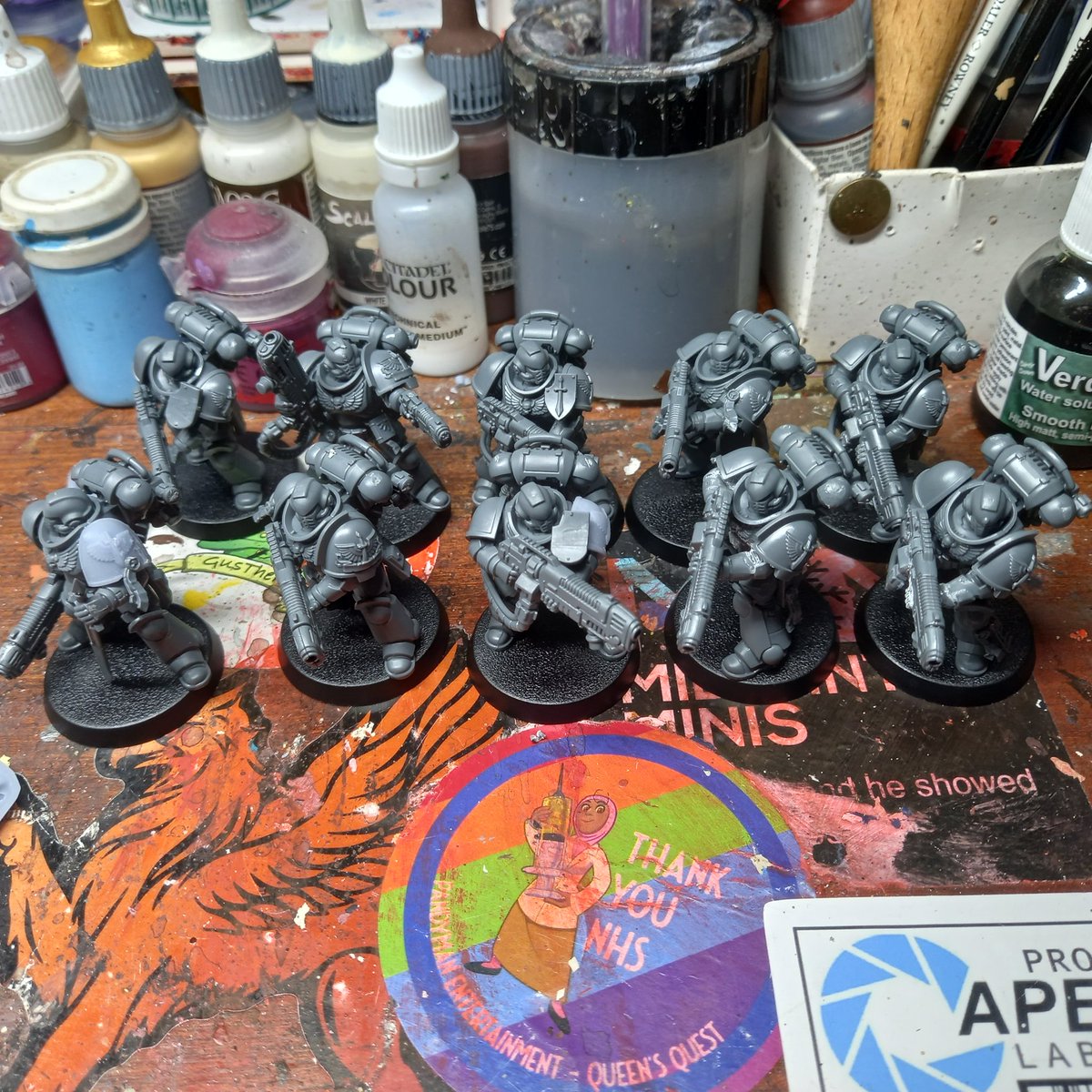 SJDKEY's tweet photo. #hobbystreak Day 833 another unit added to the army #colourforge #adeptusastartes #warhammercommunity #darkangels #thelionreturns #1stlegion #sonsofcaliban #warhammer40k #lioneljohnson #mordheim #warhammer #paintingwarhammer https://t.co/SVfYuU6JNP