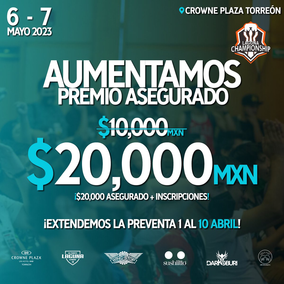 ¡Aumentamos premio asegurado a $20,000 + inscripciones! 🔥
Y extendemos la preventa 1 al día 10 de abril
Si aún no te has inscrito puedes hacerlo en: 👇
start.gg/ull_lc2023