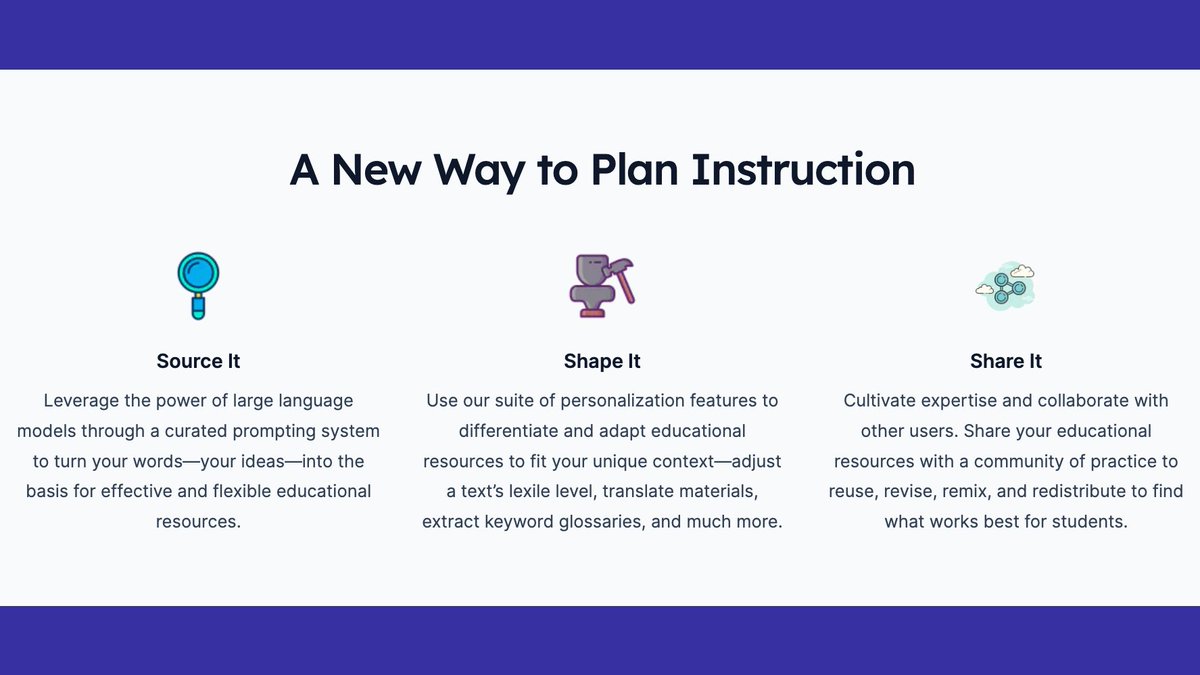 Attention teachers!

Say goodbye to tedious traditional lesson planning and hello to a less stressful, more empowered future.

Source it, shape it, and share it. Try it now for FREE! Eduaide.AI #EdTech #Teachers #HelpIsHere #beta #ByTeachersForTeachers #AI #Startup