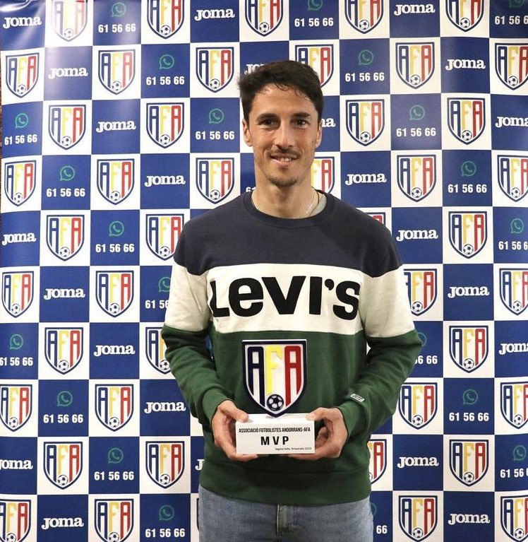 afafutand's tweet photo. Avui revelem el primer premiat de la gala celebrada el dissabte passat. 
MVP de la segona volta de la temporada 22/23 és per @EloyGila 🏆
Agraïm la presència del jugador i li desitgem tota la sort per al final de temporada 🇦🇩
#AFA #FutbolAndorra #Andorra #SumemJunts https://t.co/bC1pRbTxt3