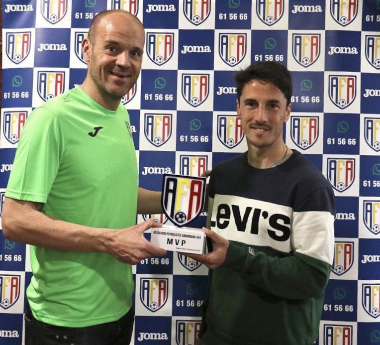afafutand's tweet photo. Avui revelem el primer premiat de la gala celebrada el dissabte passat. 
MVP de la segona volta de la temporada 22/23 és per @EloyGila 🏆
Agraïm la presència del jugador i li desitgem tota la sort per al final de temporada 🇦🇩
#AFA #FutbolAndorra #Andorra #SumemJunts https://t.co/bC1pRbTxt3
