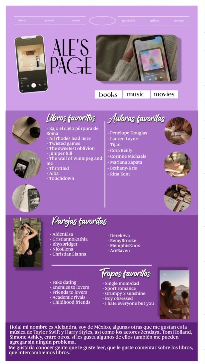 Hola! Mellamo Alejandra, aquí les dejo un poco de mis gustos literarios, igual me gustan más libros pero ponerlos todos nunca acabo jajaja espero conocer gente nueva✨️💛
Den rt, porfi🥹

#integracionbooktw