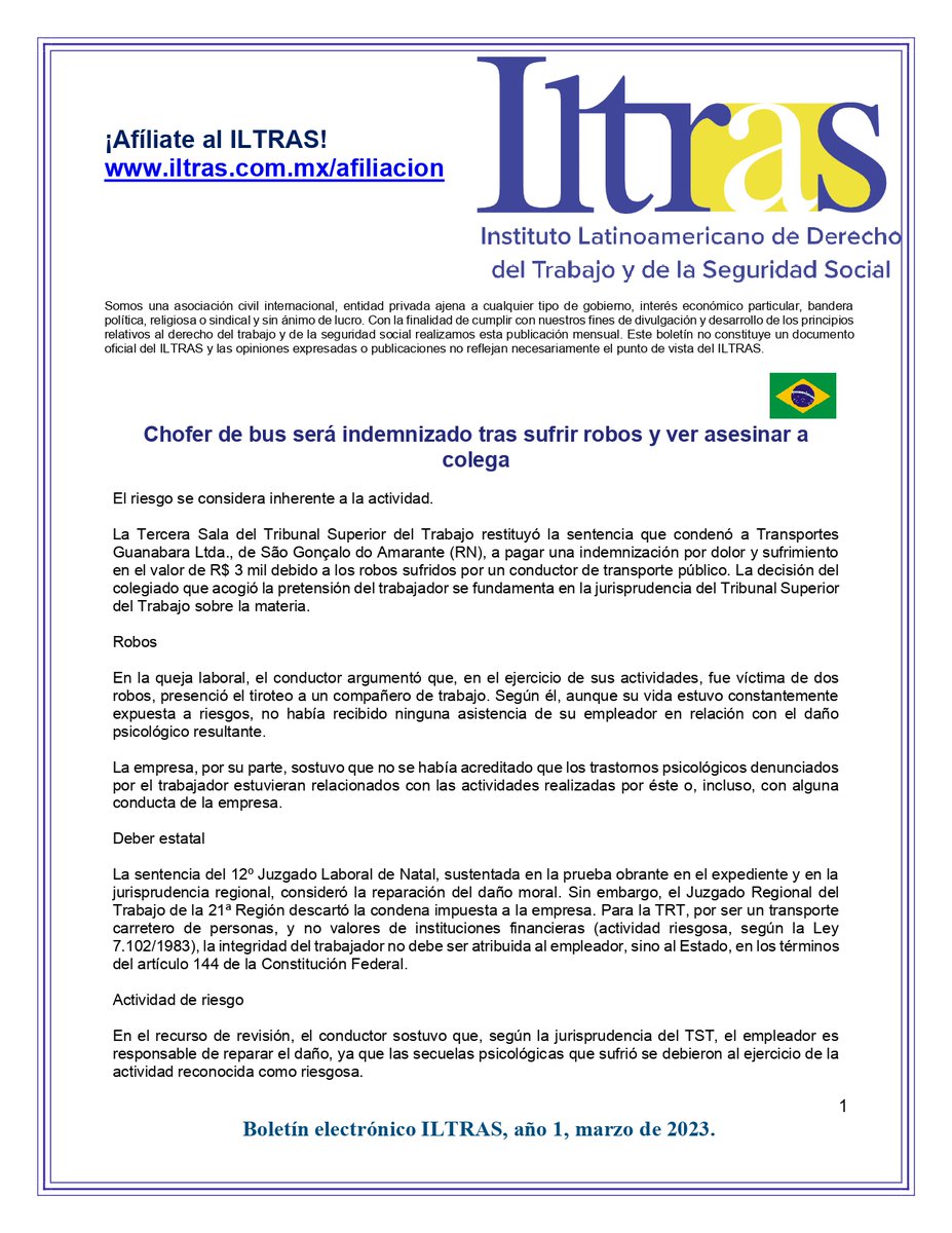 CoLaborAndo_'s tweet photo. Les compartimos el #boletín #marzo2023 , del Instituto Latinoamericano de Derecho del Trabajo y de la Seguridad Social, #Iltras.
Aquí el enlace 🗞️🦺👇👇👇👇
https://t.co/kWWJuIqrjm https://t.co/1z6u1bFu0m