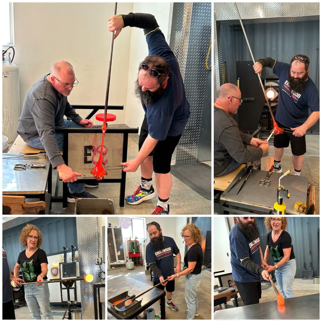 arttchr_Bert's tweet photo. Cool (actually quite hot) date this morning creating glass sculpture at Englewood Arts. https://t.co/rmhJ9JDGOU