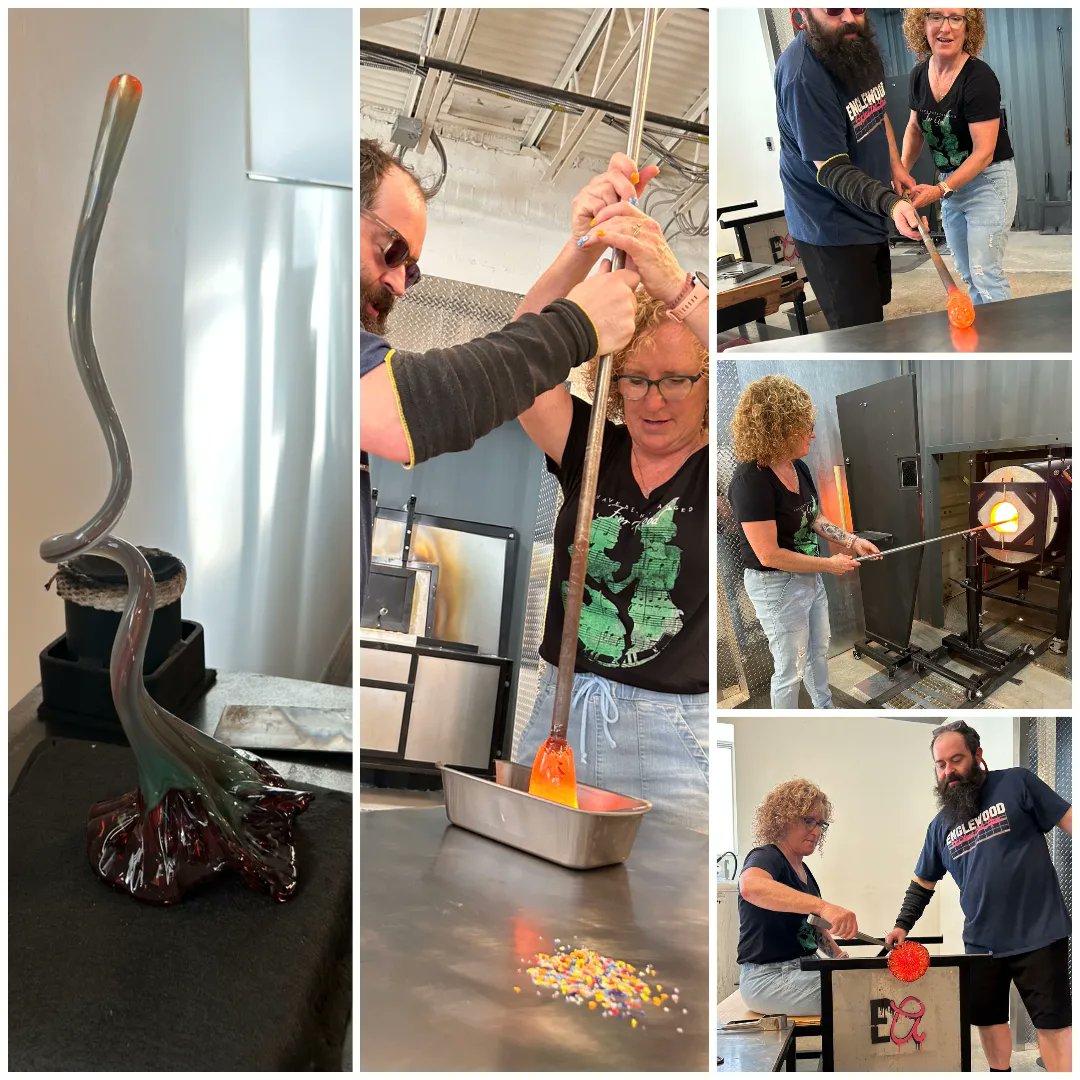 arttchr_Bert's tweet photo. Cool (actually quite hot) date this morning creating glass sculpture at Englewood Arts. https://t.co/rmhJ9JDGOU