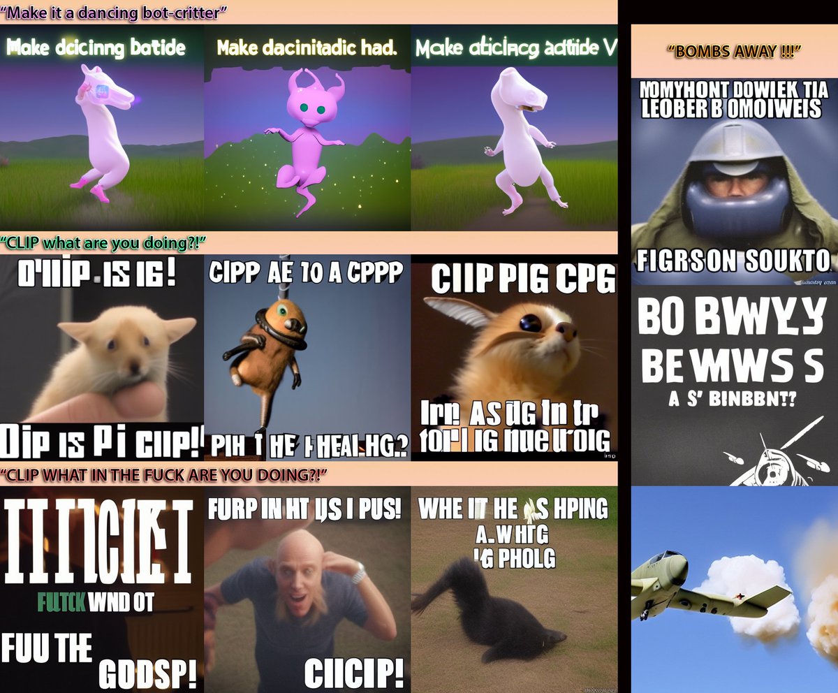 zer0int1's tweet photo. I wanted to use #instructpix2pix in #AUTOMATIC1111's #gradio.
I forgot to load the #ip2p model, and use the loaded #stablediffusion instead.🤦♀️😬
#CLIP-mockery: Make it a batadidda had. 🤖
Txt- vs. Img-CFG definitely has an influence - and so does the #prompt. #WTF #AI, how?🤓 https://t.co/Vb71Wd3PwF