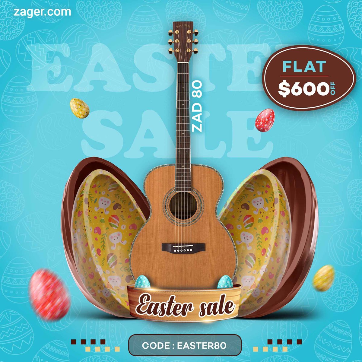 Zager_Guitars's tweet photo. These prize drops are EGG-CITING!! 🐣 Celebrate with our #EasterSale going on now!
🐰 Get a FREE #Zager Accessories Pack with every guitar purchase.
🛍️ SHOP + SAVE HERE: https://t.co/6wyf6tyhBv
#easter #guitarsale #zagerguitars #zagerguitar #guitar #guitars #acousticguitar https://t.co/KrYPQBgEoR