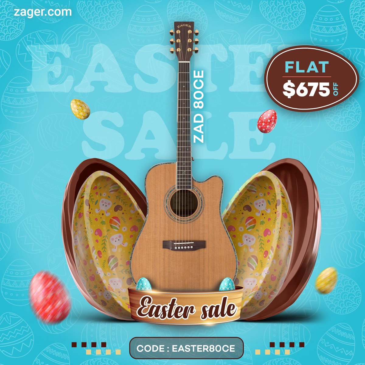 Zager_Guitars's tweet photo. These prize drops are EGG-CITING!! 🐣 Celebrate with our #EasterSale going on now!
🐰 Get a FREE #Zager Accessories Pack with every guitar purchase.
🛍️ SHOP + SAVE HERE: https://t.co/6wyf6tyhBv
#easter #guitarsale #zagerguitars #zagerguitar #guitar #guitars #acousticguitar https://t.co/KrYPQBgEoR