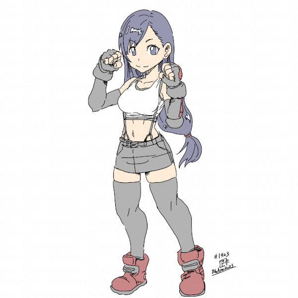 ティファ・ロックハート 「2023-04-08 #一日一絵 」|ふゆ(ドとレとミとキュとゴとヱの音が出ない)のイラスト